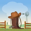 Cowboy boots, hat and lasso Royalty Free Stock Photo