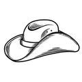 Illustration of cowboy hat isolated on white background. Design element for poster, card, banner, sign, emblem, label. Vector Royalty Free Stock Photo