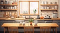 illustration of a cozy Scandinavian kitchen with light wood tones