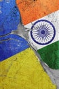 Illustration of the flags of Ukraine and India