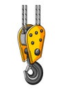 Illustration of crane hook. Housing construction item. Industrial building symbol.