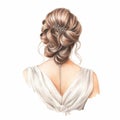 illustration of crayon drawing of a bride back view simple and elega, Generative ai Royalty Free Stock Photo