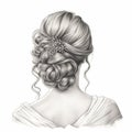 illustration of crayon drawing of a bride back view simple and elega, Generative ai Royalty Free Stock Photo