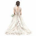 illustration of crayon drawing of a bride back view simple and elega, Generative ai Royalty Free Stock Photo
