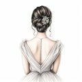 illustration of crayon drawing of a bride back view simple and elega, Generative ai Royalty Free Stock Photo