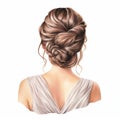 illustration of crayon drawing of a bride back view simple and elega, Generative ai Royalty Free Stock Photo