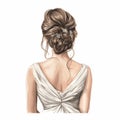 illustration of crayon drawing of a bride back view simple and elega, Generative ai Royalty Free Stock Photo