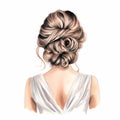 illustration of crayon drawing of a bride back view simple and elega, Generative ai Royalty Free Stock Photo