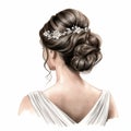 illustration of crayon drawing of a bride back view simple and elega, Generative ai Royalty Free Stock Photo