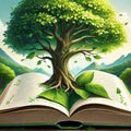 Illustration, a tree grows from a book