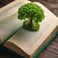 Illustration, a tree grows from the pages of a book