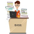 concept of bank employee with lot of work