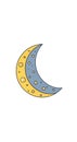 Illustration of a crescent moon with a dual color scheme. The left half is yellow, and the Royalty Free Stock Photo