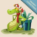 Illustration: The Crocodile Monster Comes to wish You Merry Christmas!