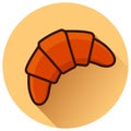 Croissant circle brown flat icon