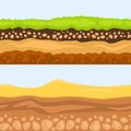 Illustration of cross section of ground agriculture country gardening ground slices land piece nature outdoor vector.