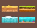 Illustration of cross section of ground agriculture country gardening ground slices land piece nature outdoor vector.