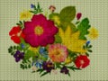 Illustration. Cross stitch. Bouquet, boutonniere.