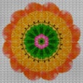 Illustration cross stitch mandala from flowers. Cross-stitch floral collage. Mandala - symbol of meditation, Buddhism, Hinduism,
