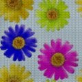 Illustration. Cross-stitch. Marigold, calendula officinalis. Sea