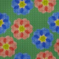 Illustration. Cross-stitch. Primula, primrose flowers. Texture of flowers. Seamless pattern for continuous replicate. Floral
