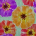 Illustration. Cross-stitch. Purslane, portulaca. Seamless patter