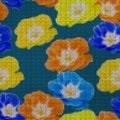 Illustration. Cross-stitch. Rose flower. Seamless pattern. Royalty Free Stock Photo