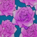 Illustration. Cross-stitch. Rose, rose flower. Seamless pattern Royalty Free Stock Photo