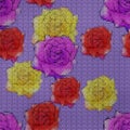 Illustration. Cross-stitch. Rose flower. Seamless pattern Royalty Free Stock Photo