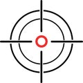 Illustration of a crosshair reticle on a white background