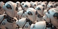 illustration of a crowd of robots, all look the same