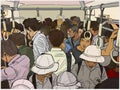 Illustration of crowded commuter train