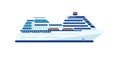 Illustration of cruise ship isolated, side view of cruise ship on white background Royalty Free Stock Photo