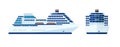 Illustration of cruise ship isolated, side view on white background Royalty Free Stock Photo