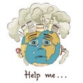 Illustration - crying Earth Royalty Free Stock Photo