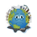 Illustration of Crying Earth Due to Pollution Royalty Free Stock Photo