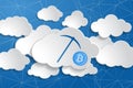 illustration of crypto currency cloud mining pickaxe icon on a b