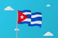 Illustration cuba flag waving in blue sky