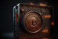 illustration of a cube safe with bitcoin letter