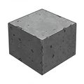 Illustration of a cubic stone block with a rough texture and gray, speckled surface. The Royalty Free Stock Photo