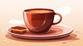 illustration of a cup of coffee and a piece of chocolate