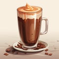 illustration of a cup of hot chocolate with whipped cream and chocolate chips Royalty Free Stock Photo