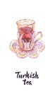 Illustration of cup of Turkish tea Royalty Free Stock Photo