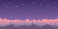 illustration of curly clouds in the starry sky in retro platformer style Royalty Free Stock Photo