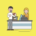 Illustration of customer paying at supermarket