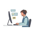 Customer Support Representative Working on Computer Royalty Free Stock Photo