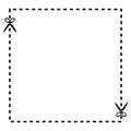 Illustration of a cut out coupon rectangle shape with scissors v