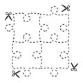 Illustration of a cut out puzzle rectangle shape with scissors v Royalty Free Stock Photo
