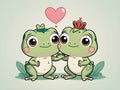 Cute adorable frog couple love