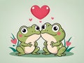 Cute adorable frog couple love